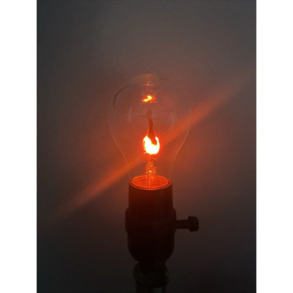 Set of 2 Halloween Light Bulbs-Flickering Orange and Dim Black NEW Old Stock